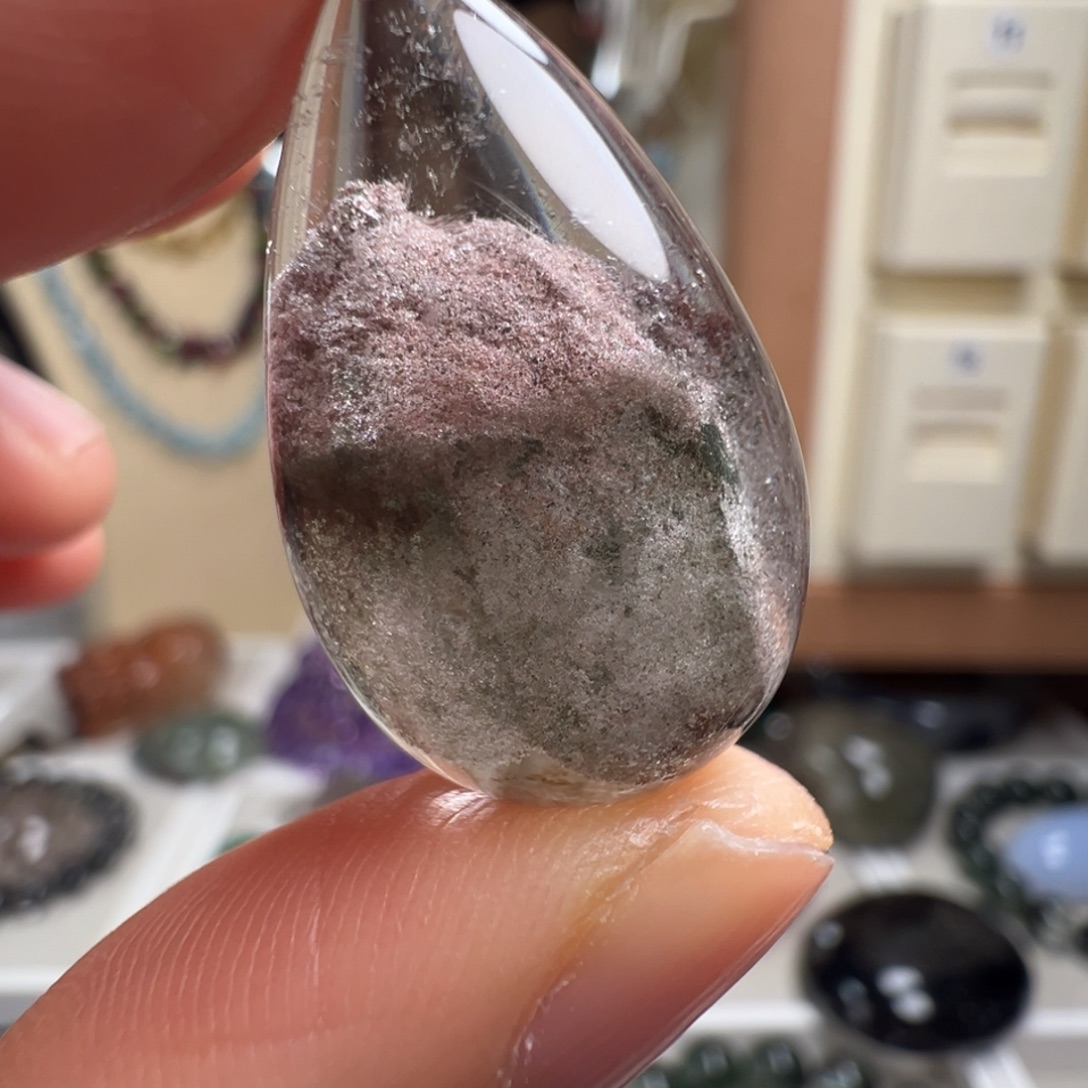 水晶银S925镶嵌颈饰天然幽灵水晶