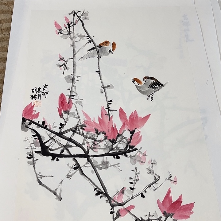 国画花鸟的故事三开