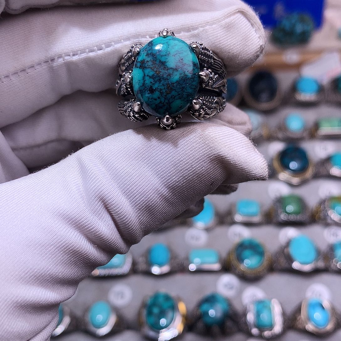 绿松石挂件银S925镶嵌