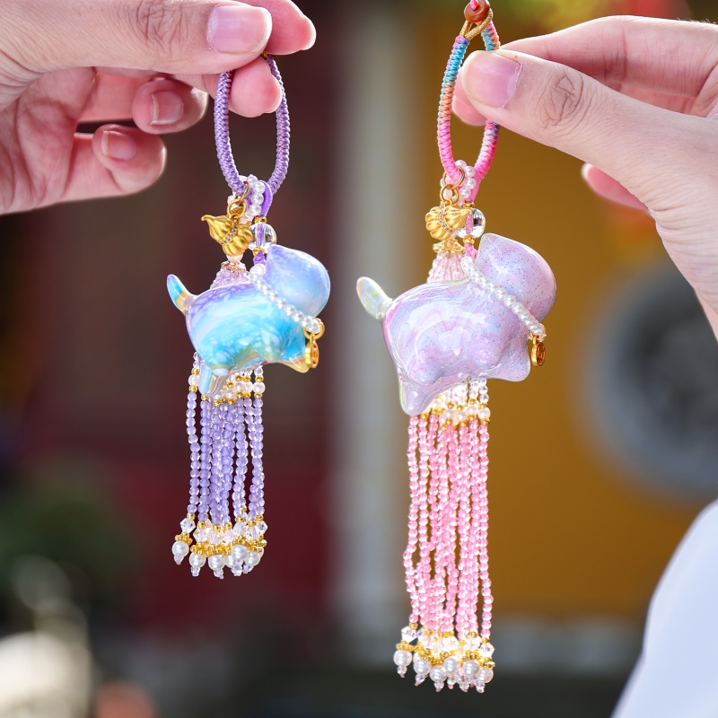 【漆彩&才才猫】景区小号猫咪大漆可爱闪闪流苏挂件款哈基米挂件