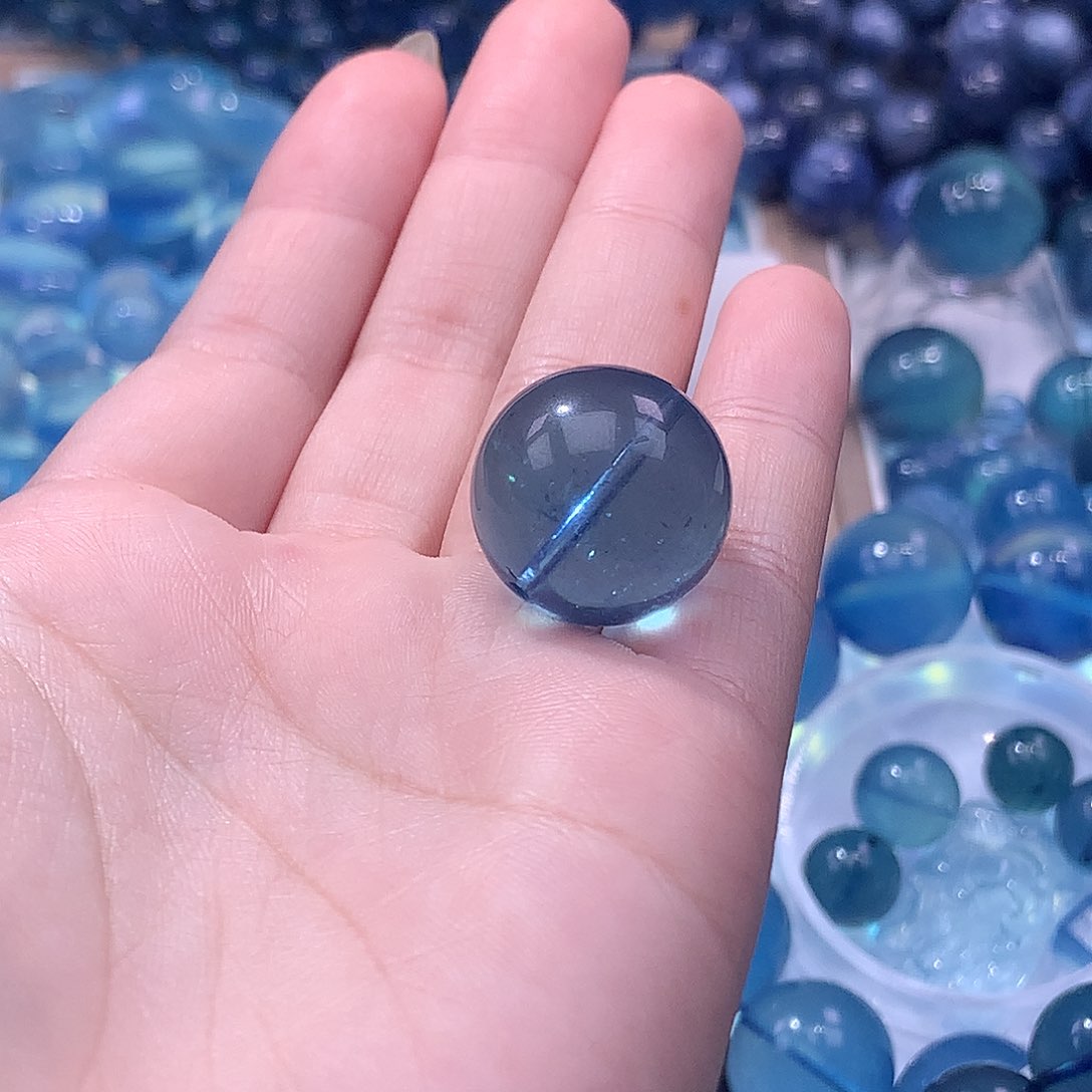 未镶嵌手串海蓝宝石魔鬼蓝单珠19.5mm【800元】拍8件