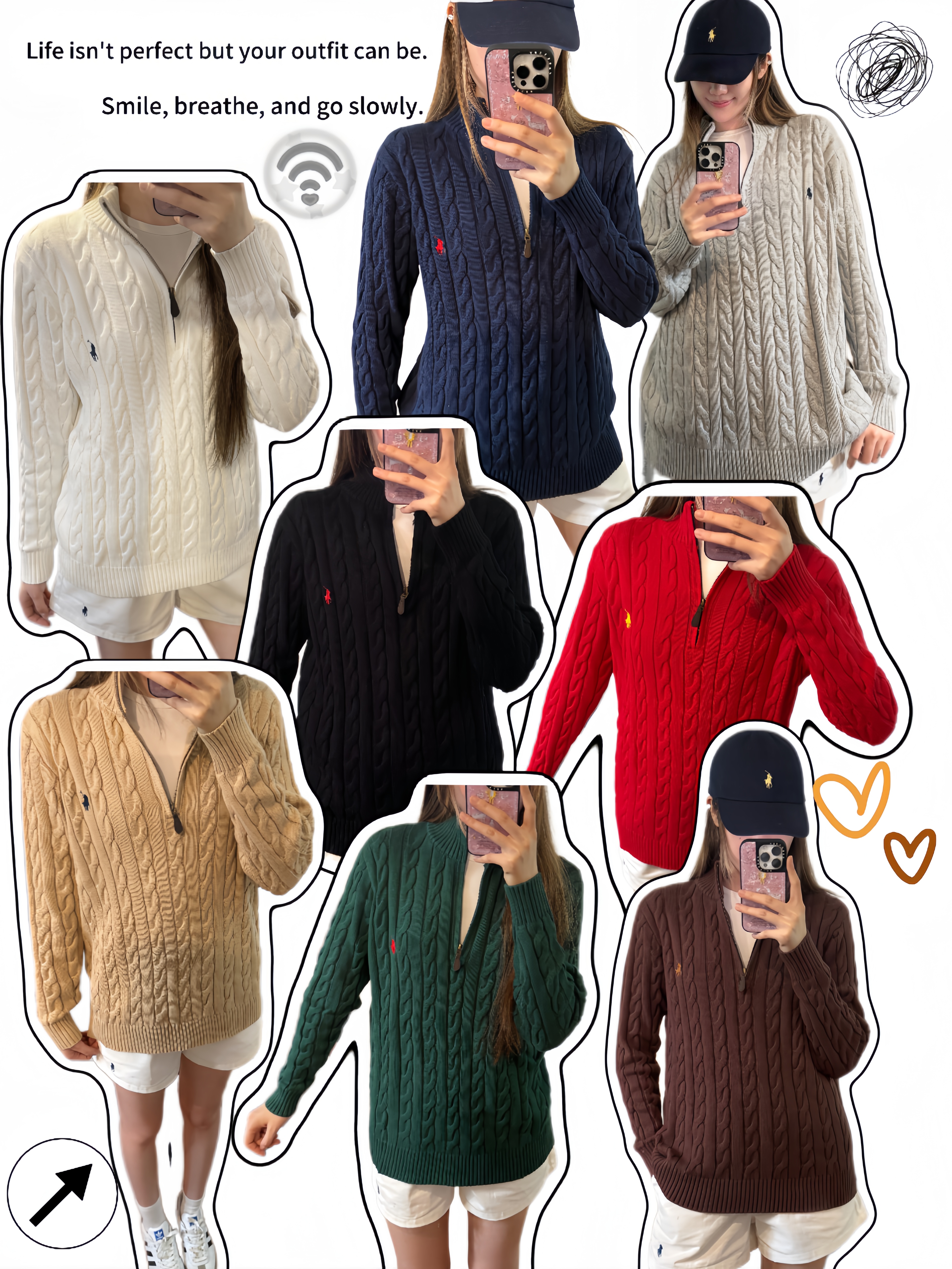 【好命哥同款】秋冬重磅半拉链宽松中高领套头绞花针织毛衣