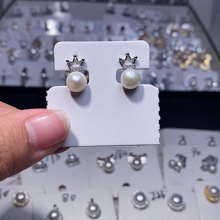 淡水珍珠耳饰银S925镶嵌