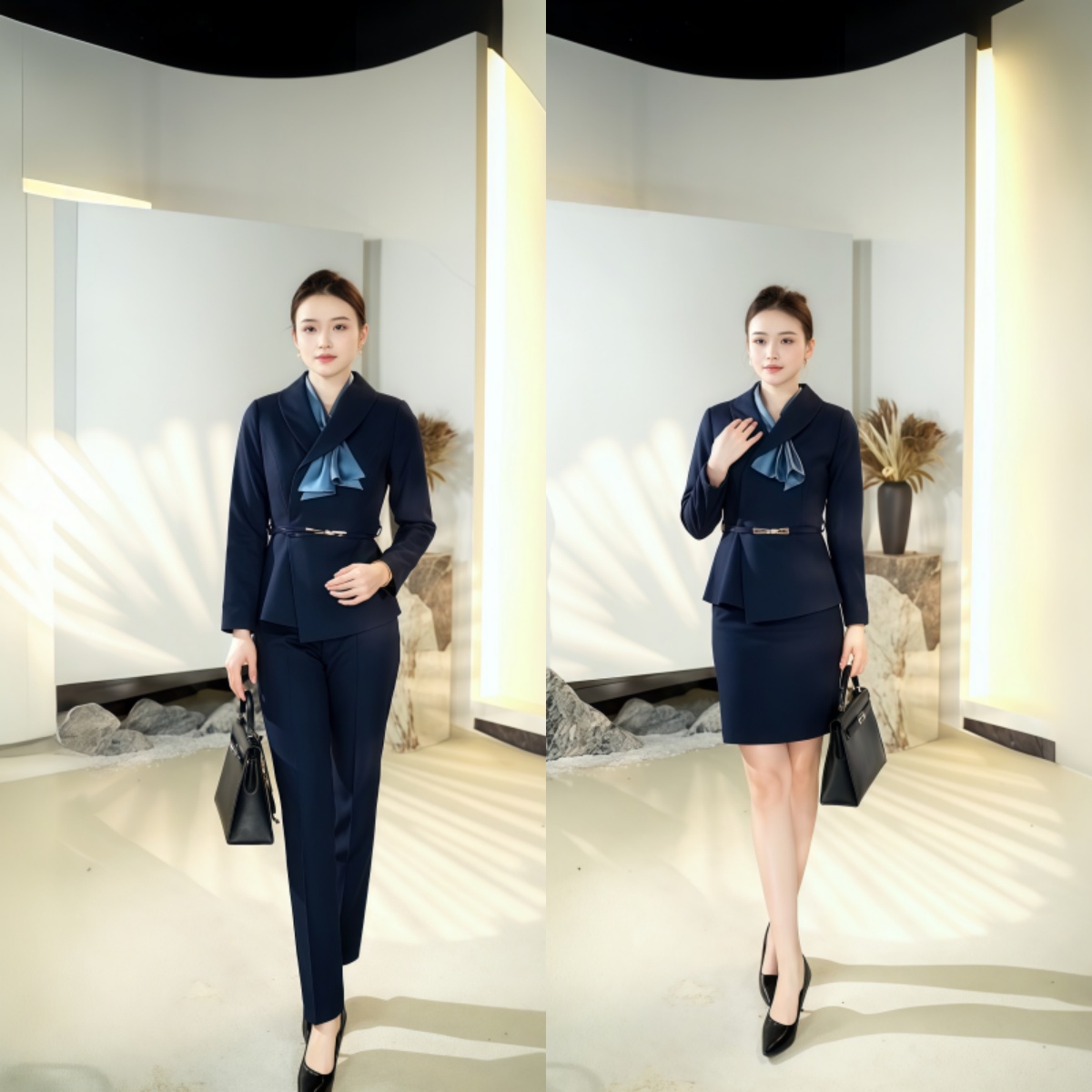 职场丝巾西装套装女高级感气质时尚商务正装通勤高端职业工作服