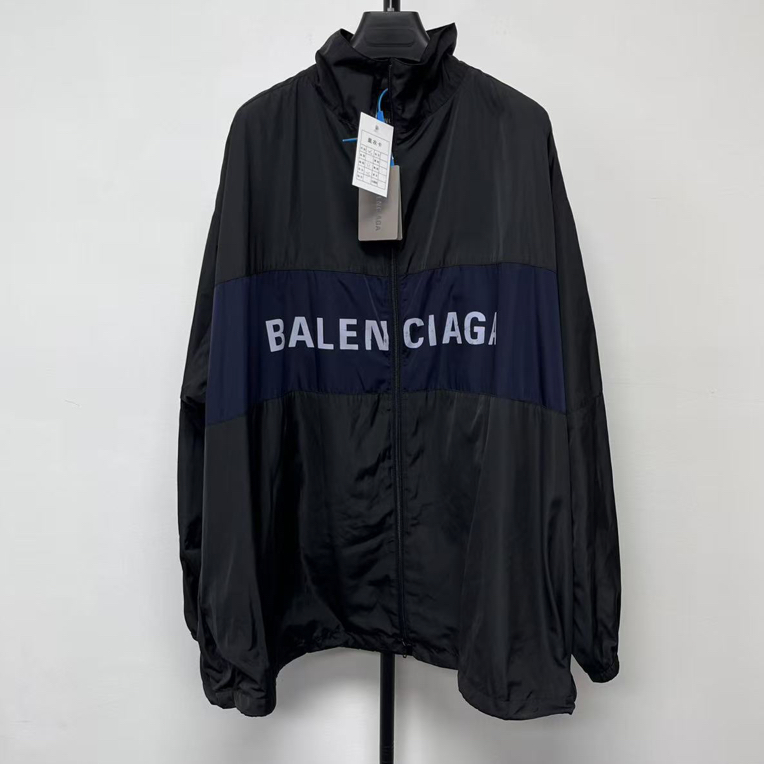 95新 Balenciaga/巴黎世家 字母印花立领拉链长袖夹克外套01693