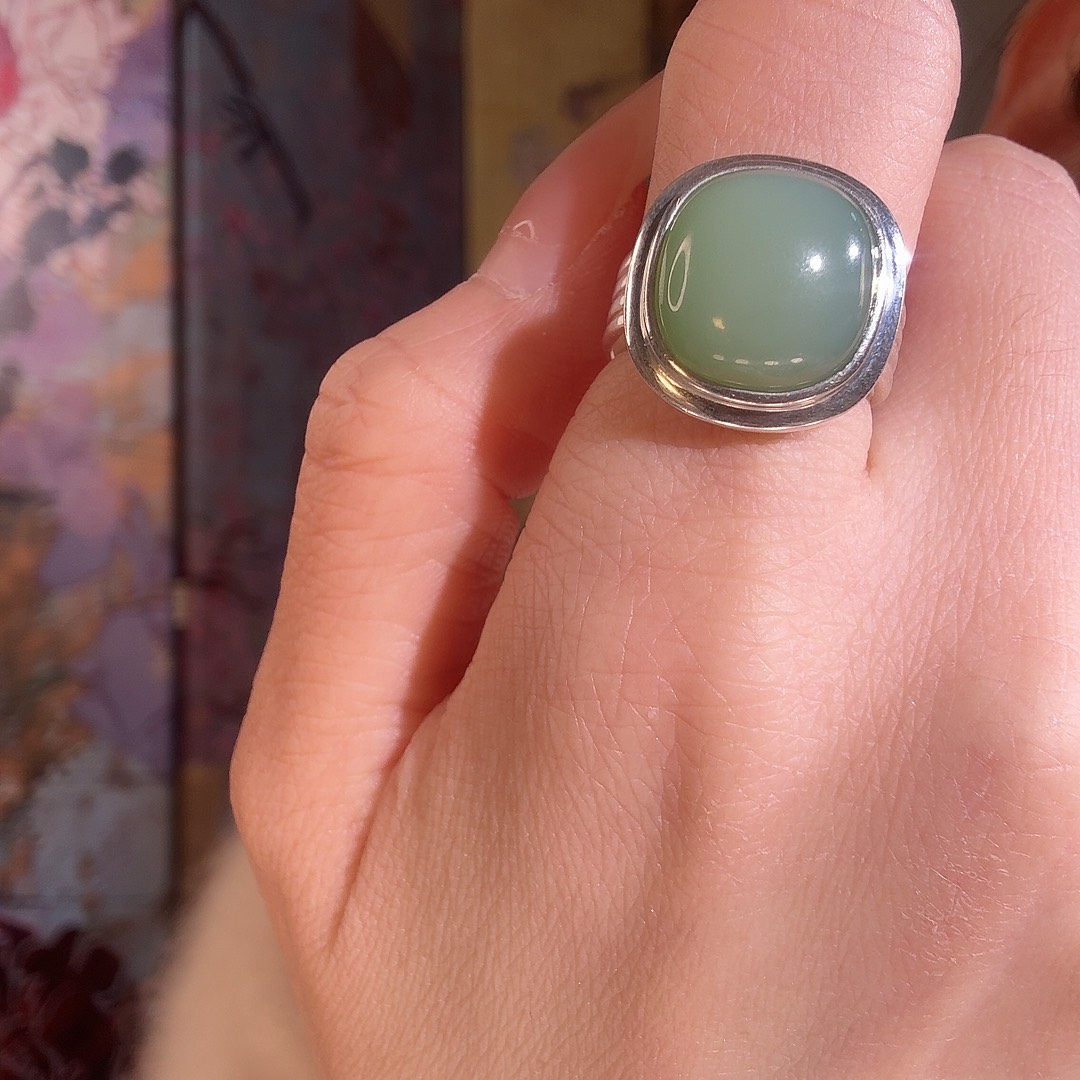 和田玉银S925镶嵌戒指