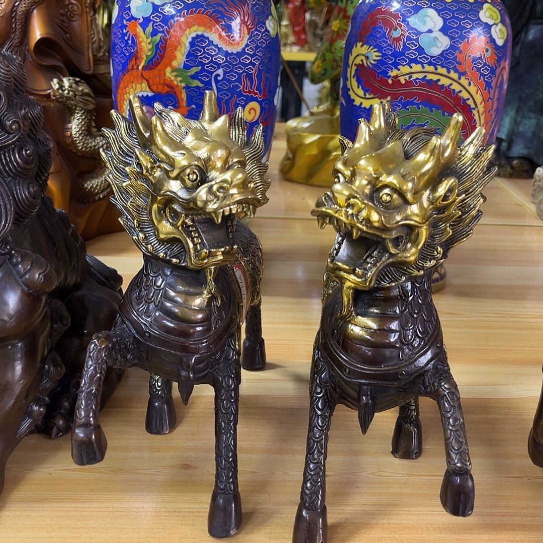 铜麒麟纯铜工艺品摆件