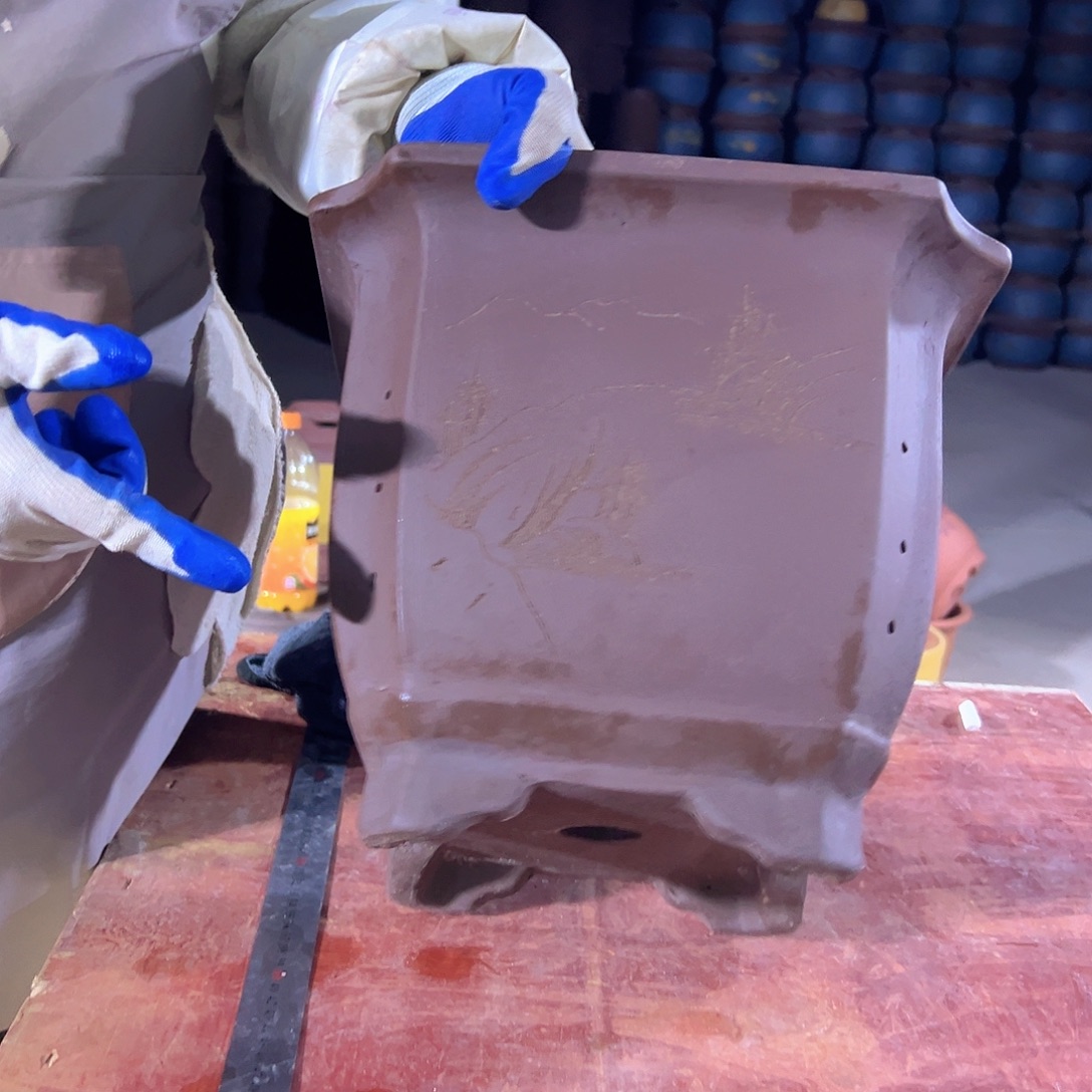 30紫泥切角四方花盆花盆