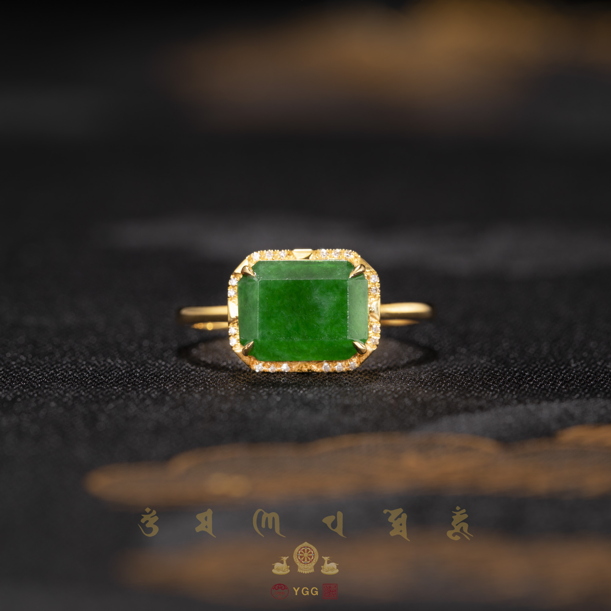 K员格格VLJZ10/翡翠方无事牌金戒指（多样性发）