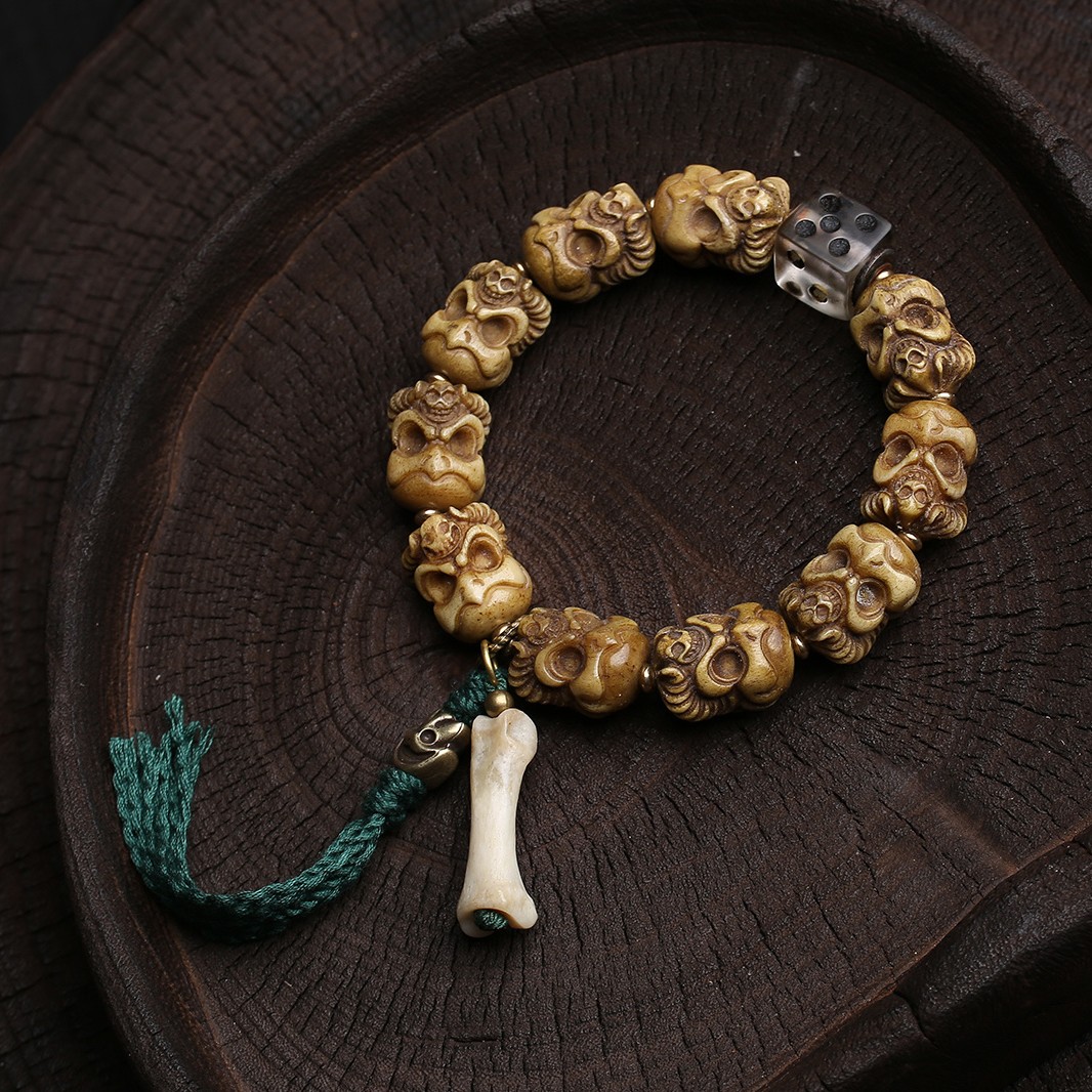 藏传骨艺大鹏鸟手串揉骨如玉