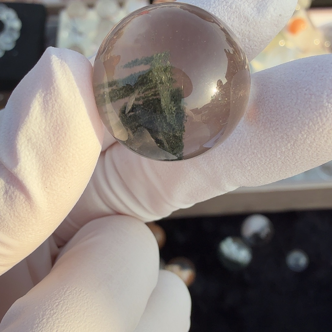 璇***貝珠宝半成品水晶未镶嵌绿幽灵18.9定制不退换