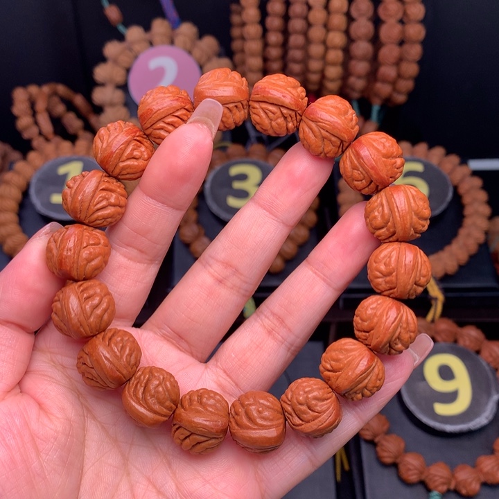 桃核吊坠1.7野生红皮荔枝手串