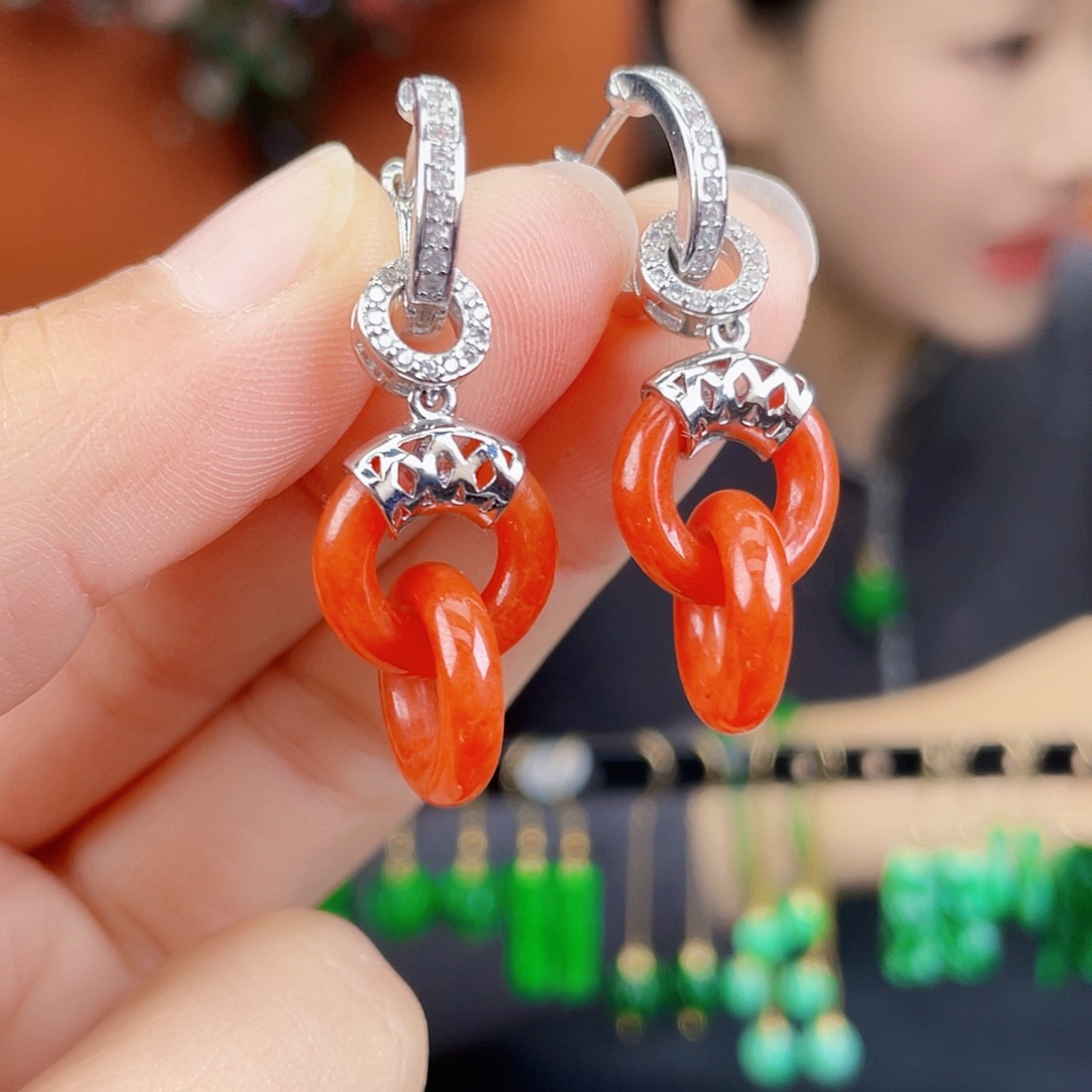 翡翠未镶嵌耳饰饰品