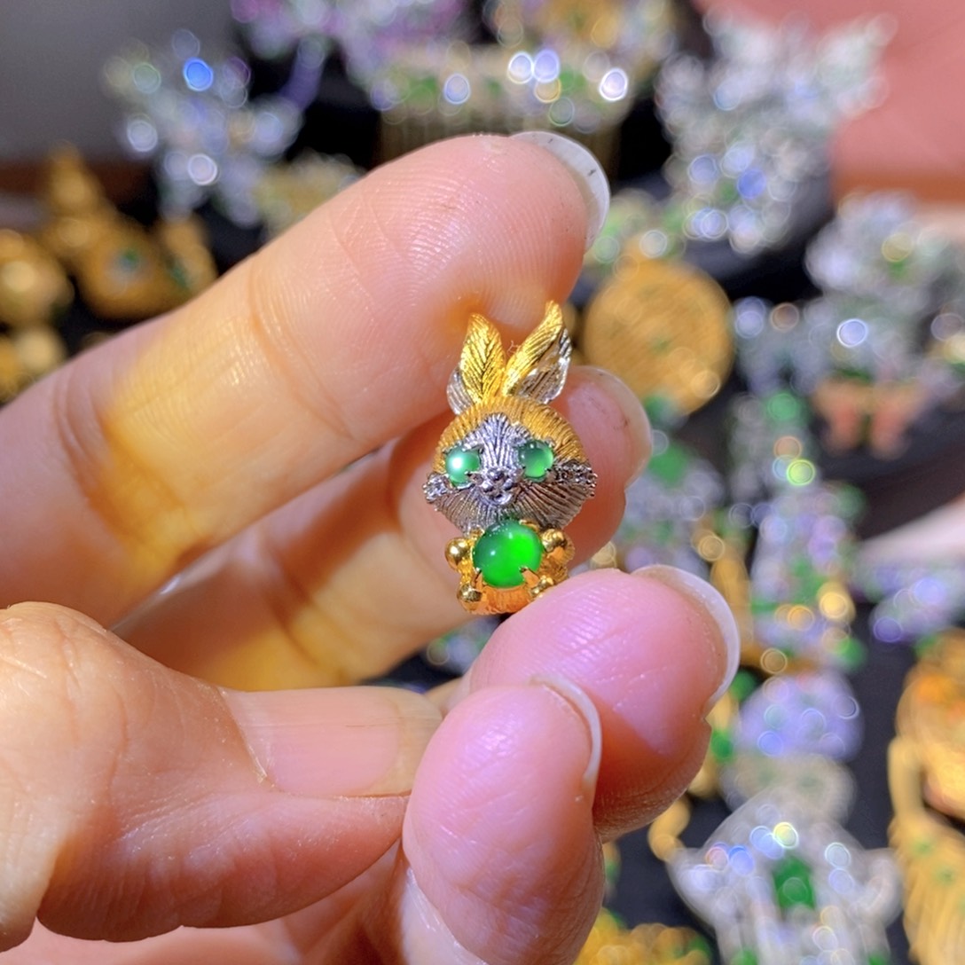 吊坠(不含链)银S925镶嵌翡翠