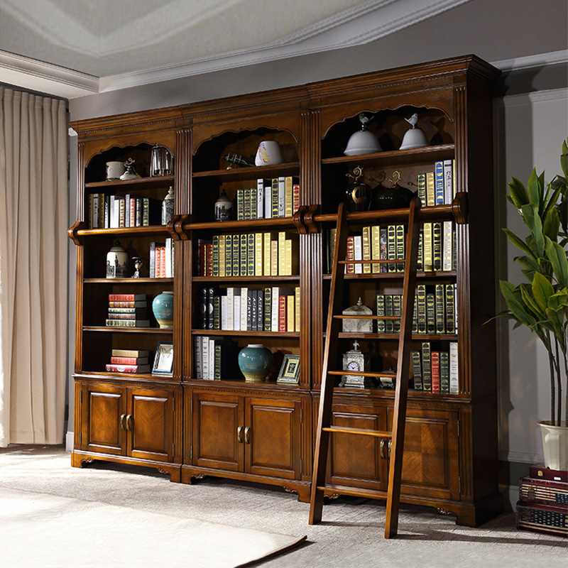 埃里森美式书柜复古实木自由组合书房大书柜储物柜展示柜AI267