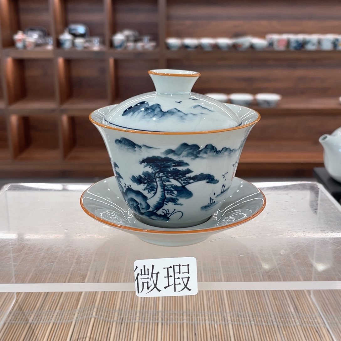 釉下手绘茶具微瑕