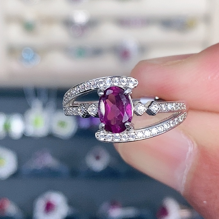 石榴石戒指银S925镶嵌