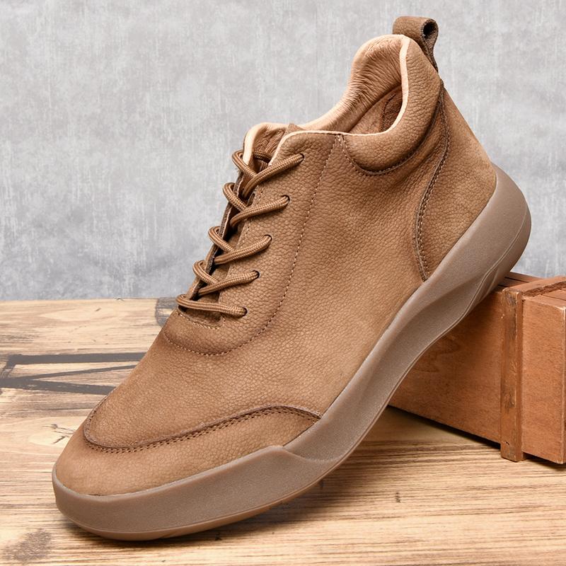 男鞋秋冬季加绒头层牛皮复古真皮透气休闲潮流百搭工装马丁靴