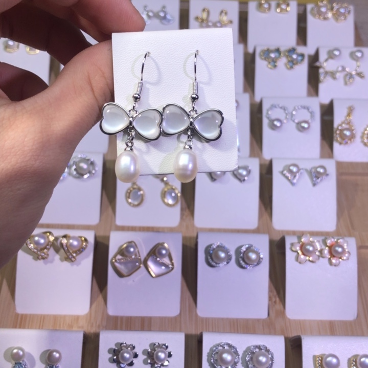 淡水珍珠耳饰银S925镶嵌