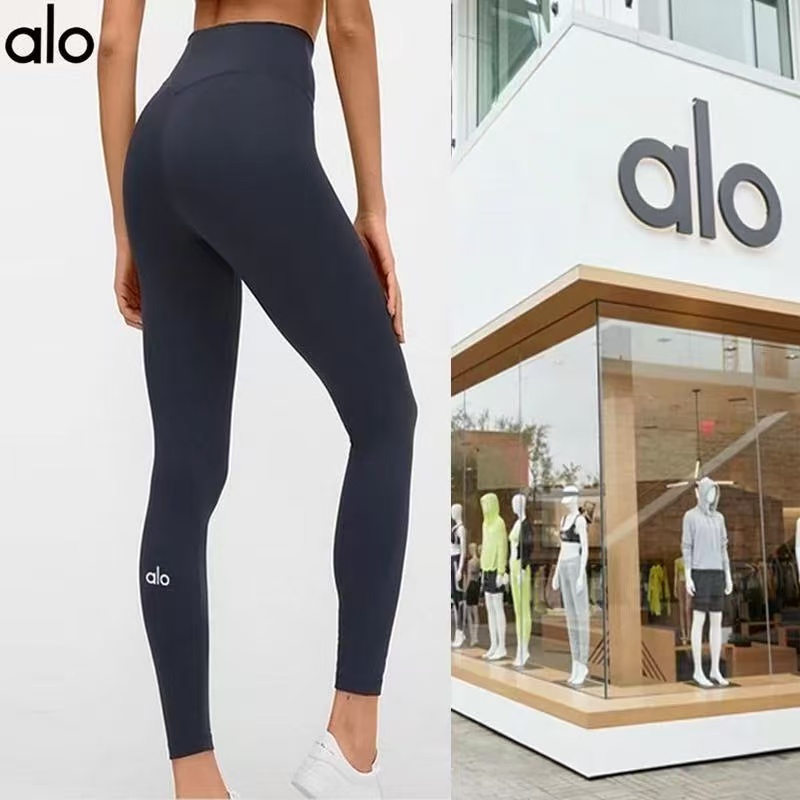 alo瑜伽健身裤 外穿高腰提臀裸感跑步健身瑜伽九分裤