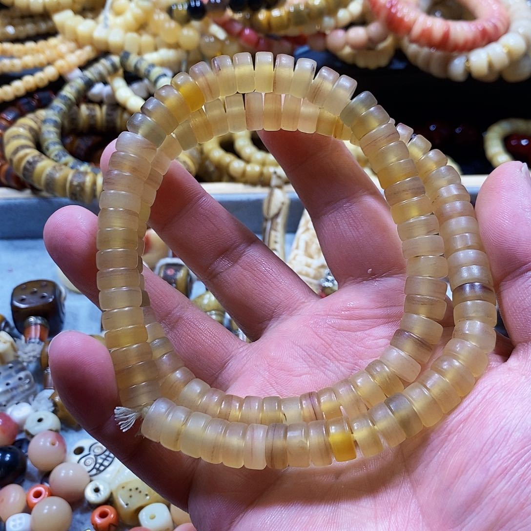 牛骨摆件羊角药片1.0手串108颗