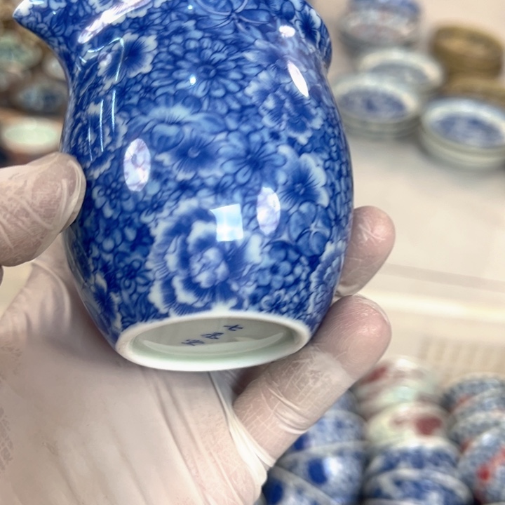 陶摆件白青花万花公道杯全品