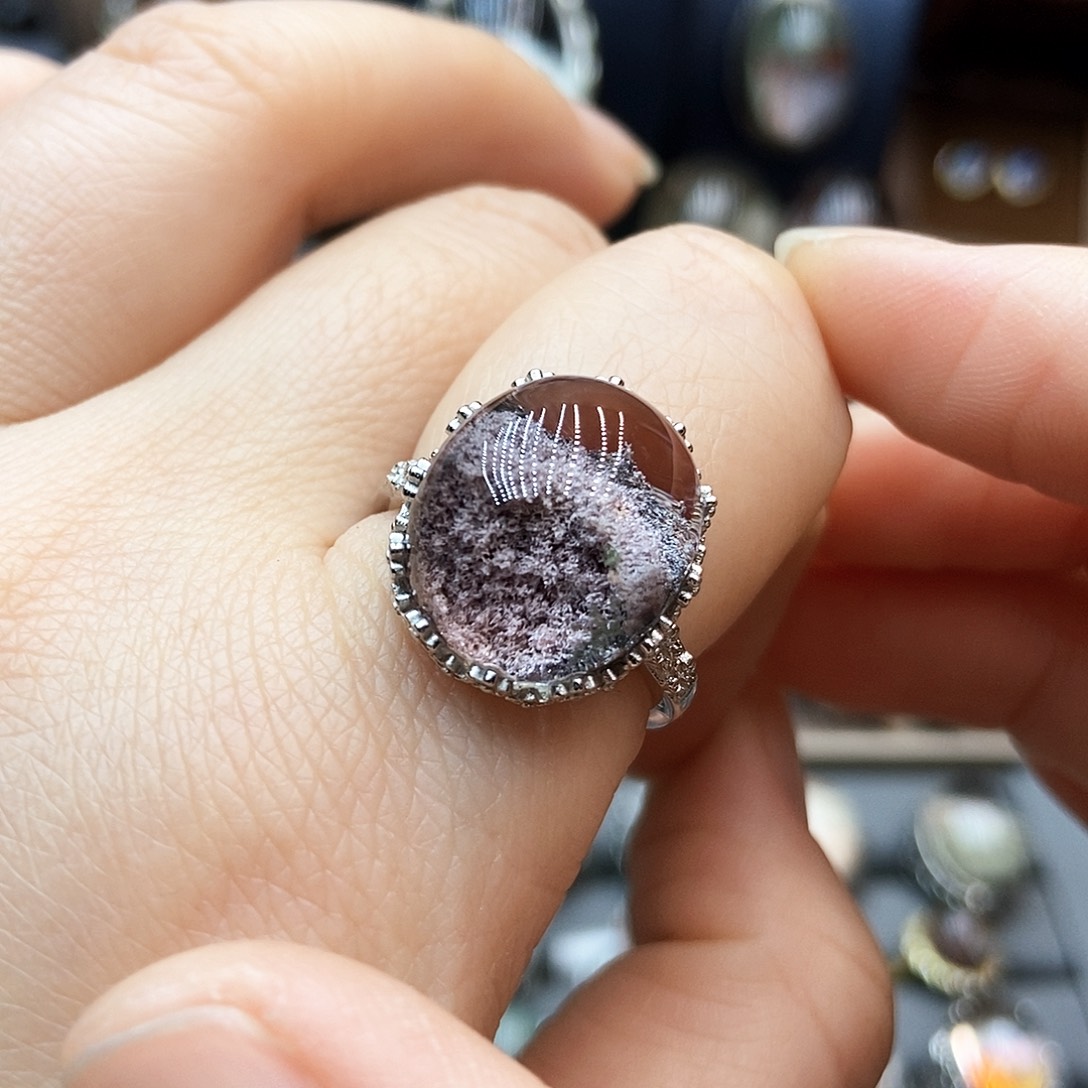 水晶戒指银S925镶嵌戒指