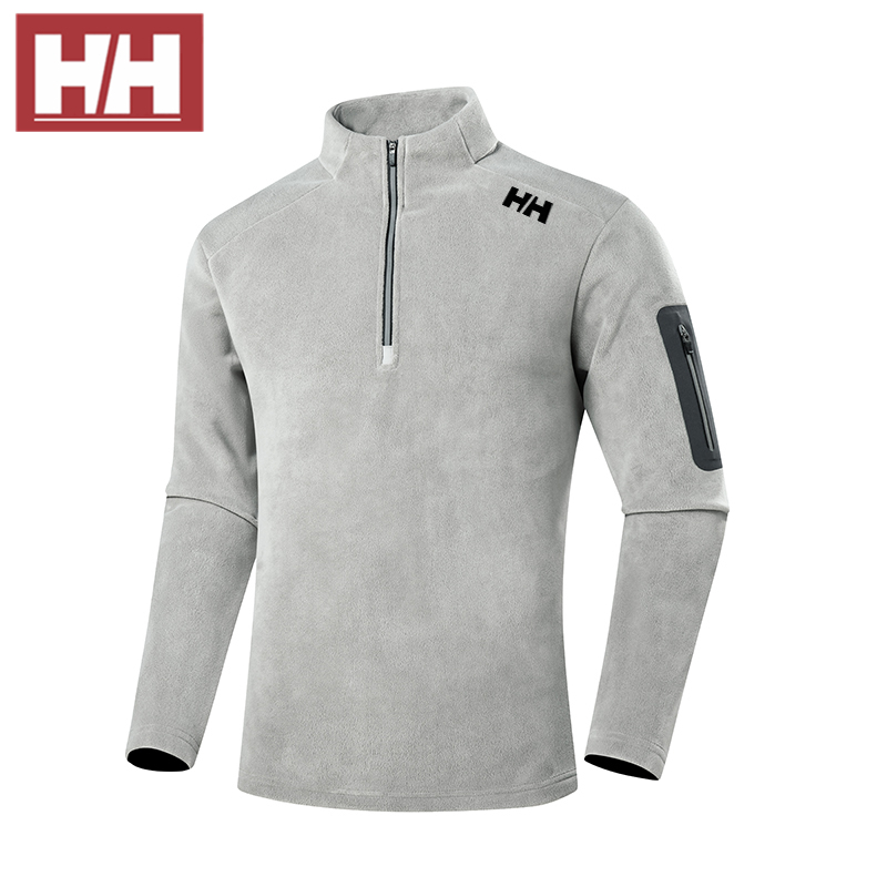 官方HH海丽户外抓绒衣男冬季加绒半拉链卫衣保暖打底衫运动上衣男