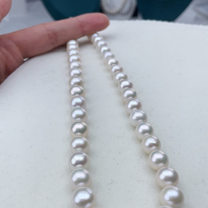 淡水珍珠颈饰银S925镶嵌卡10极光炫彩高品