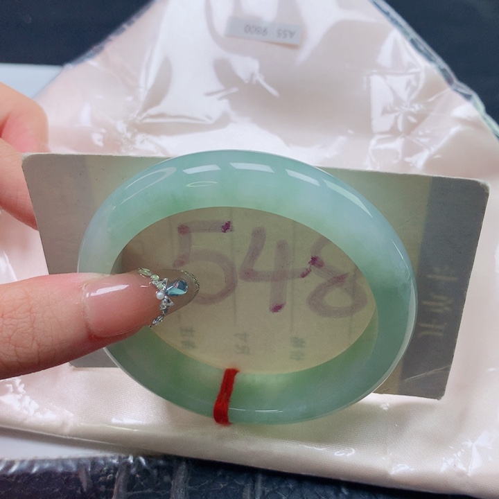 翡翠未镶嵌手镯圈口5455