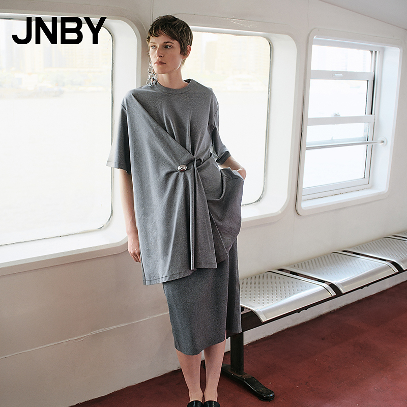 【商场同款】JNBY/江南布衣25夏新品连衣裙短袖圆领宽松5P5G11400