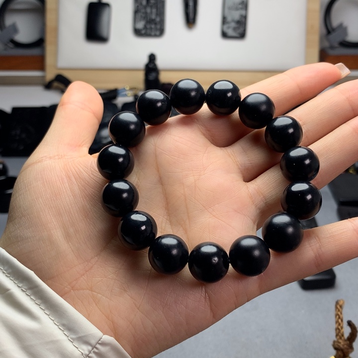 和田玉（墨玉）未镶嵌手串特价14mm