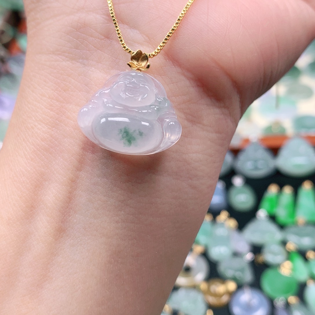 吊坠(不含链)18K金镶嵌翡翠