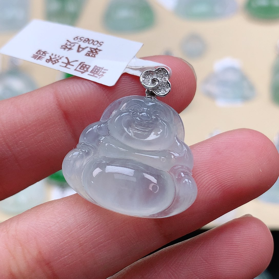 翡翠颈饰18K金镶嵌佛公