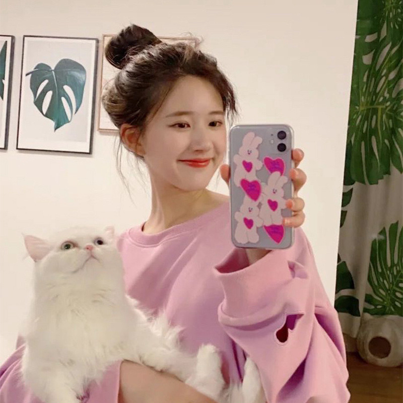 适用苹果手机壳可爱少女透明粉色新款硅胶