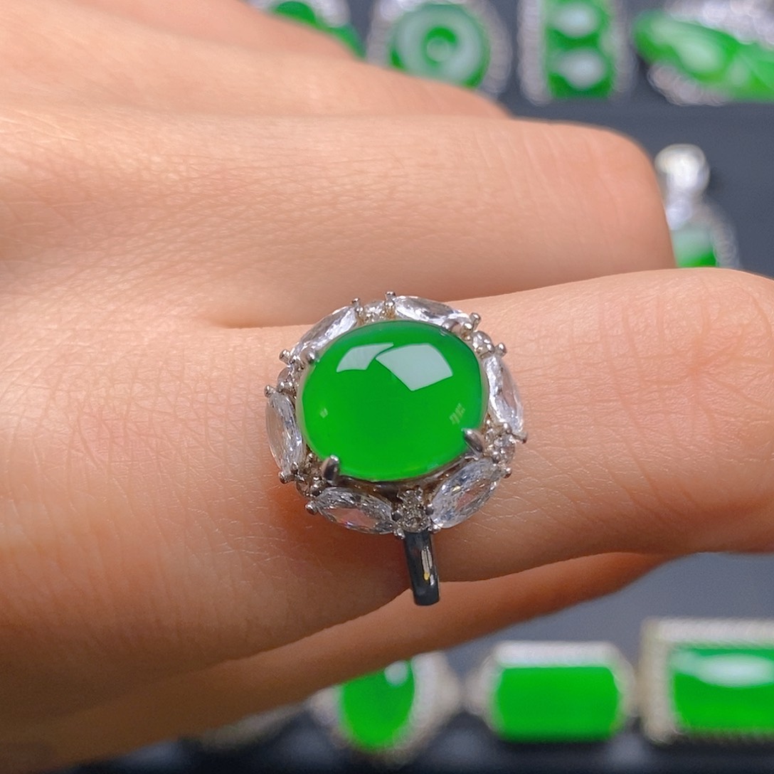 银S925镶嵌戒指翡翠