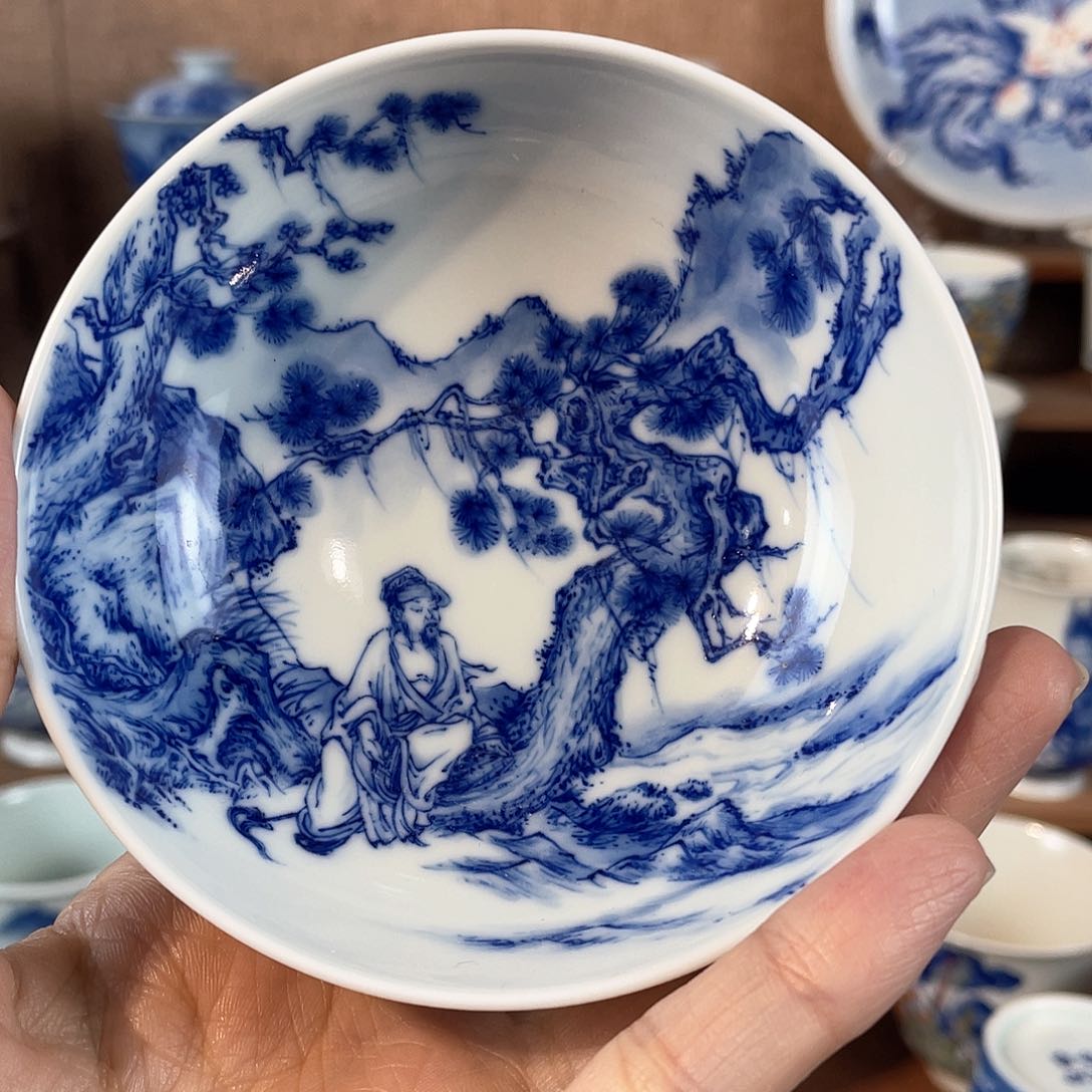 拾藝致物松下听泉人物普洱杯