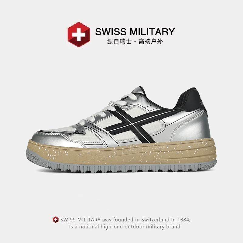 SWISS MILITARY瑞士军工潮流轻奢情侣款板鞋时尚百搭透气舒适厚底