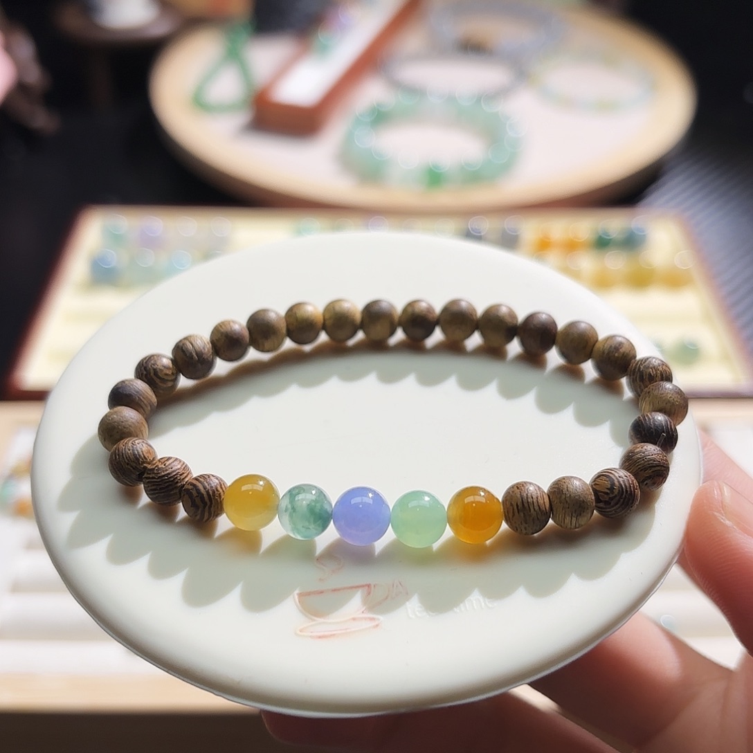 翡翠散珠a货缅甸天然翡翠卡7.1mm左右多宝