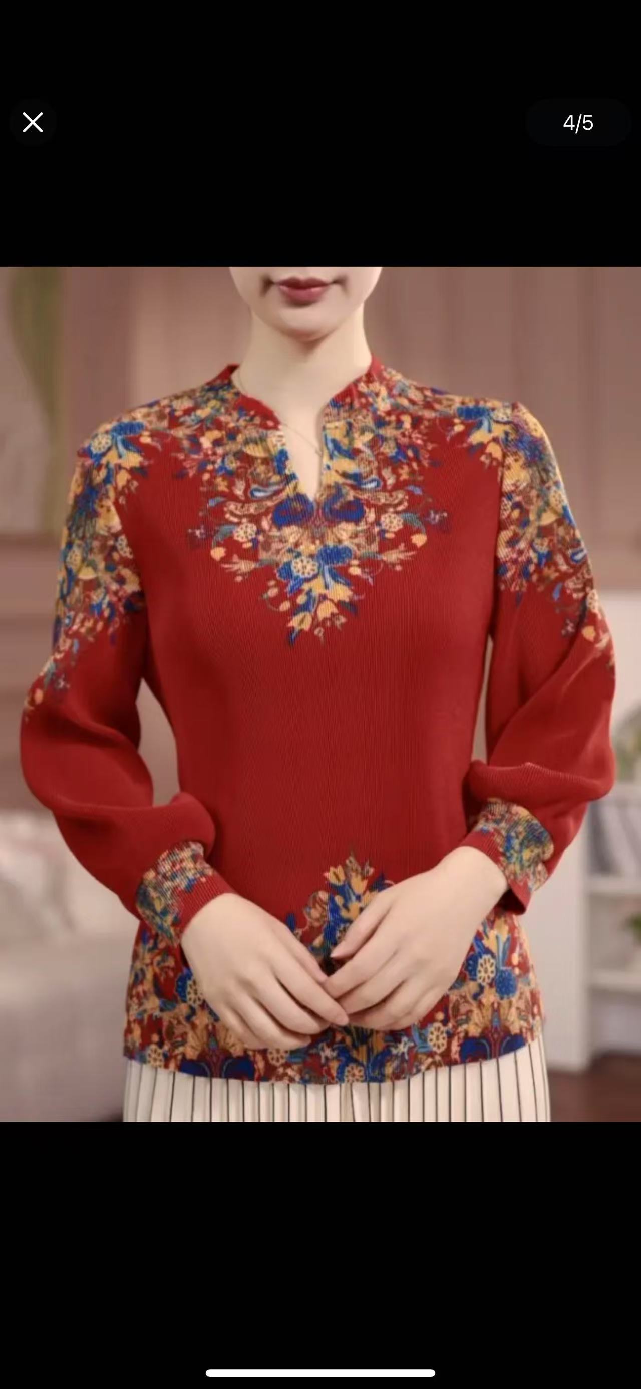 褶皱新款国风印花时尚短款上衣