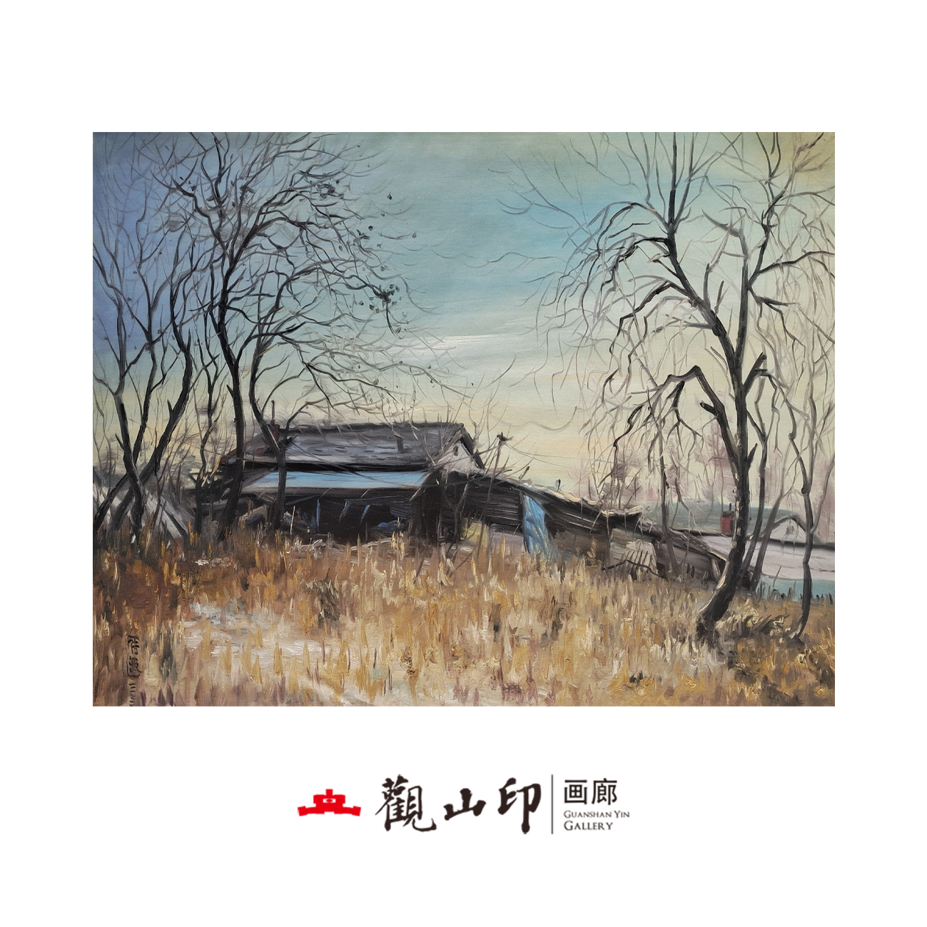 WCB原创手绘风景油画59x78cm乡村作品1450