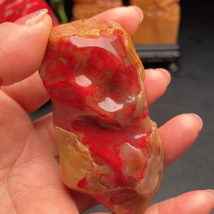 鸡血石鸡血石印章闲章把件