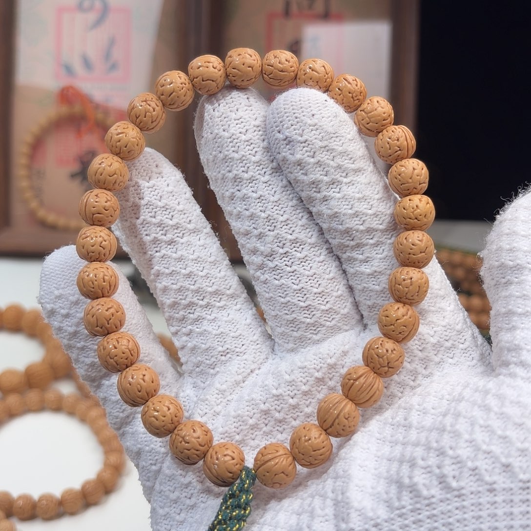 旧***约桃核手串野生桃核手持