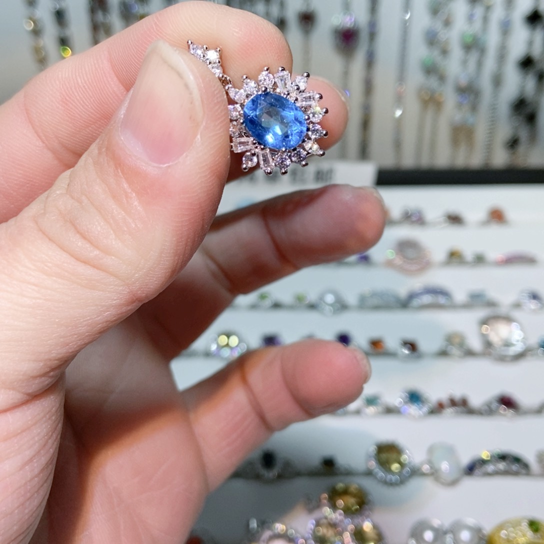 绿水晶戒指银S925镶嵌