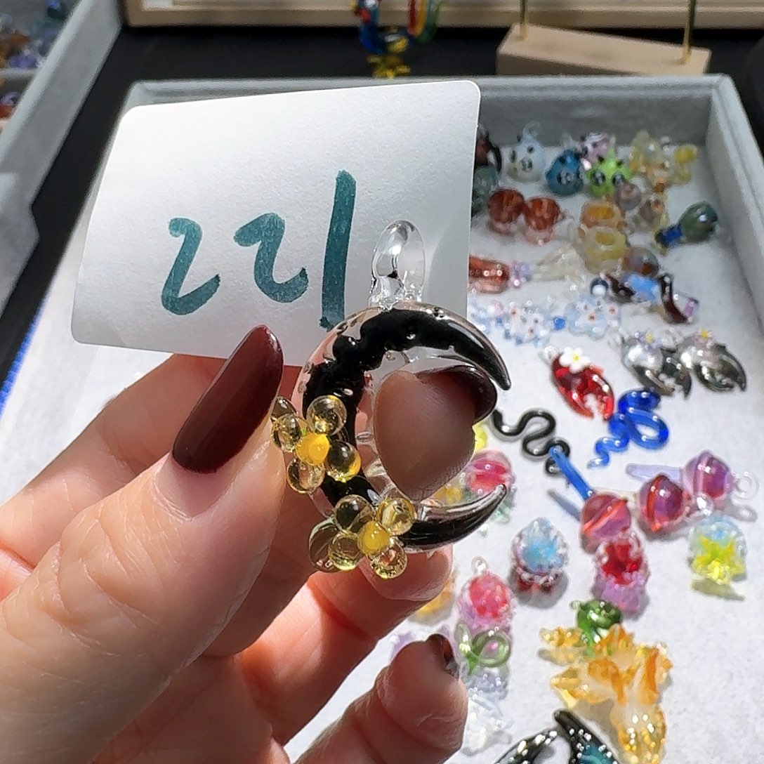 琉璃颈饰221桂花月亮