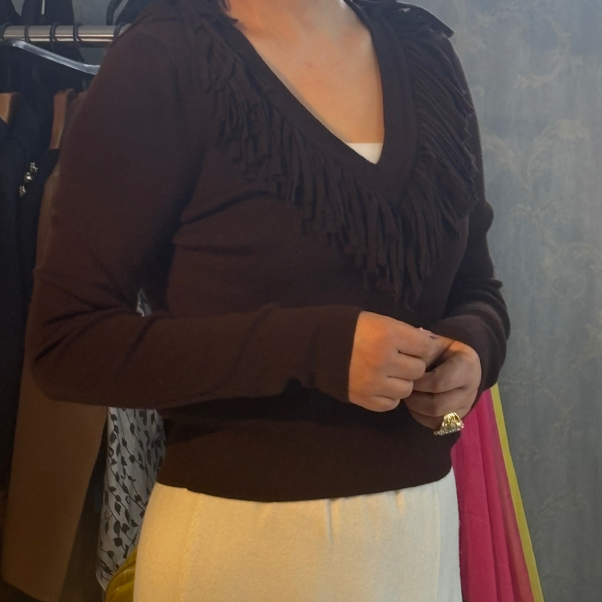 v领舒适咖色柔软温柔上衣