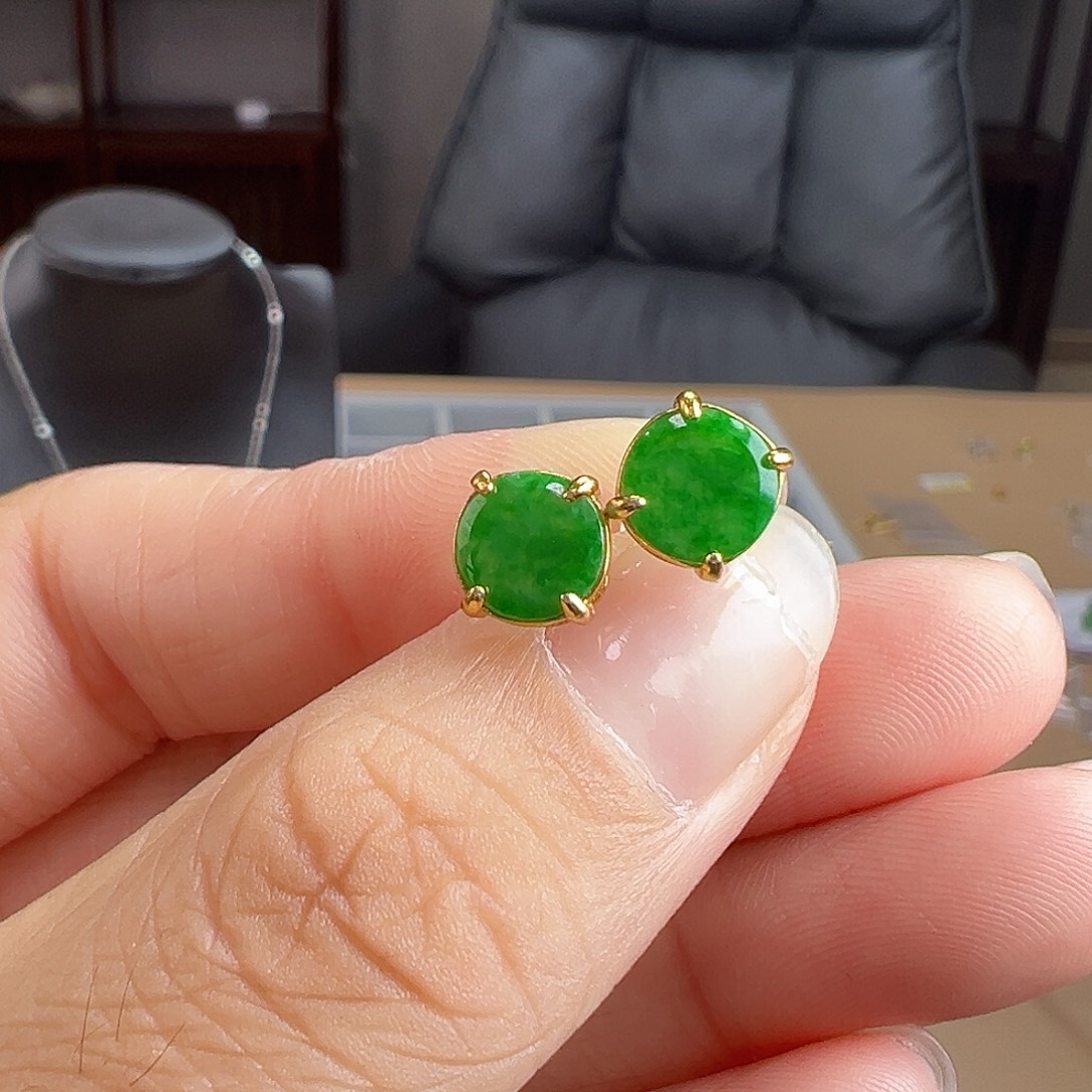 银S925镶嵌翡翠耳饰耳饰1