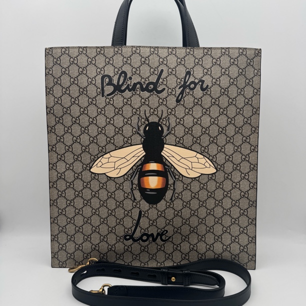 99新 GUCCI/古驰 小蜜蜂手提托特包2720经典印花