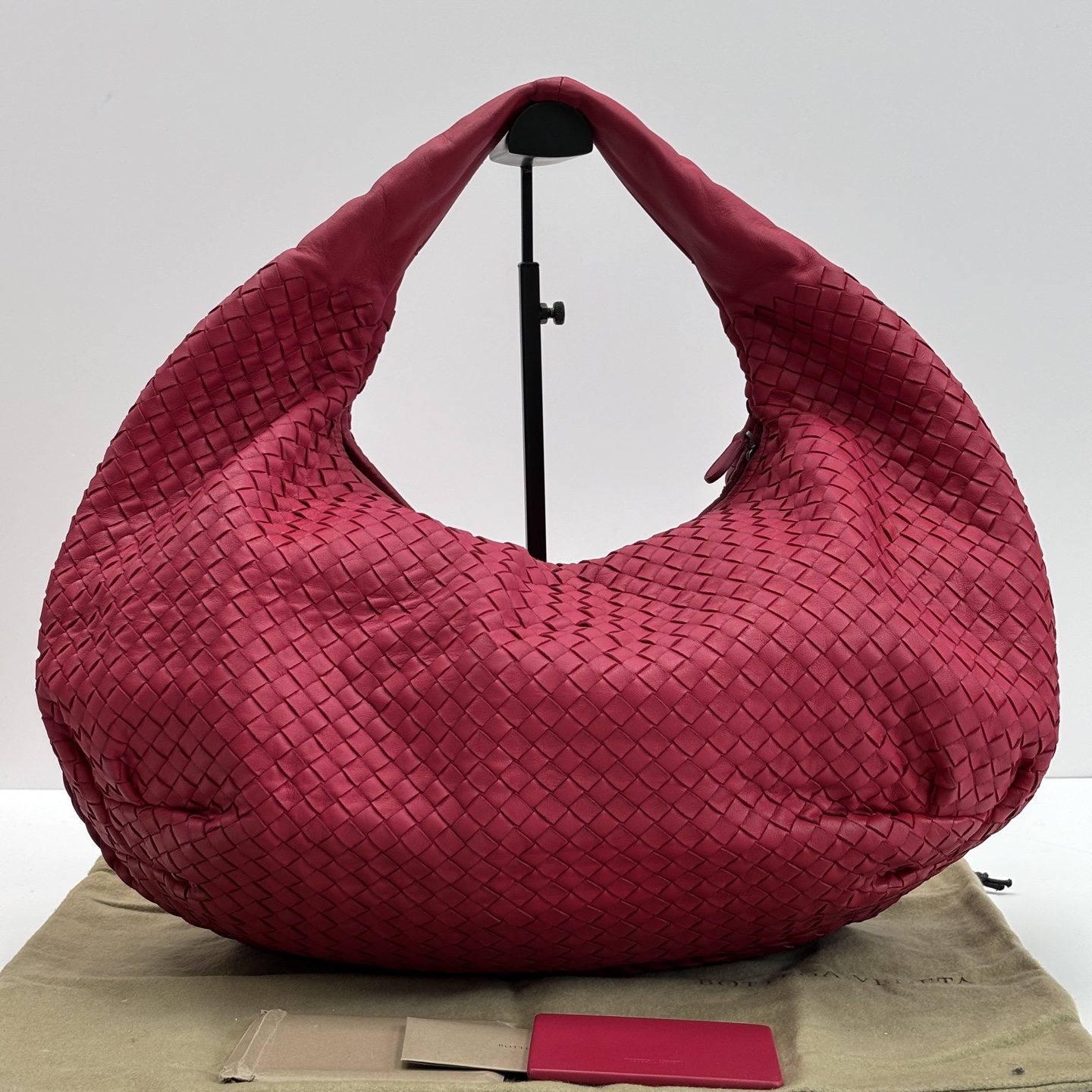 95新 BOTTEGA VENETA/葆蝶家 红色编织手提单肩腋下和尚包 12048
