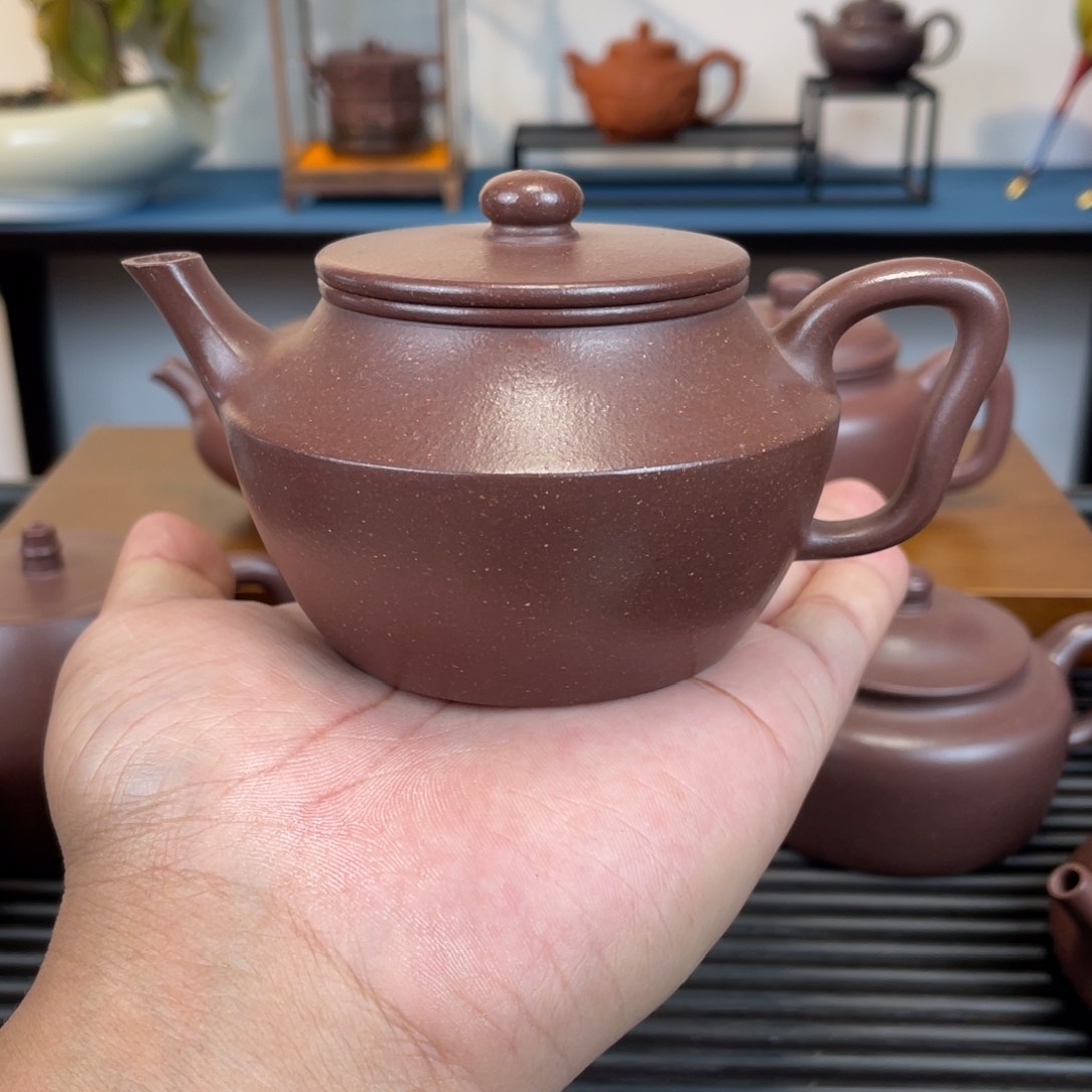 紫砂茶壶底槽青镜瓦200cc